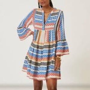 Devotion Twins Anthropologie ELLA Multi Pattern Boho Midi Dress In S